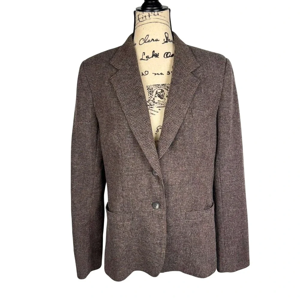Vtg 70's Levi Strauss Co Wool Tweed Blazer Jacket Brown Sz 16 Cursive Label